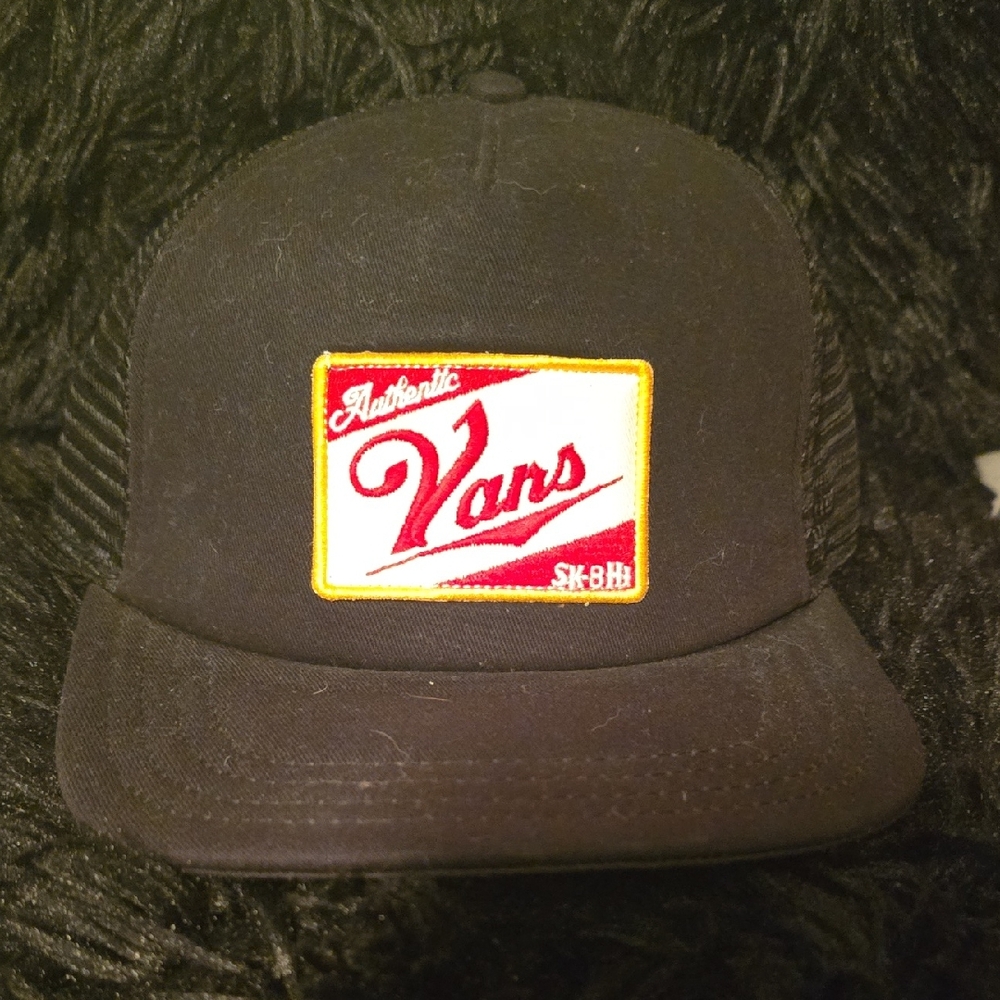 Vans Black and Red Logo Trucker Hat